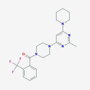 molecular formula C22H26F3N5O B4597207 2-methyl-4-(1-piperidinyl)-6-{4-[2-(trifluoromethyl)benzoyl]-1-piperazinyl}pyrimidine 