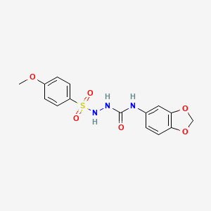 molecular formula C15H15N3O6S B4597264 N-1,3-benzodioxol-5-yl-2-[(4-methoxyphenyl)sulfonyl]hydrazinecarboxamide 