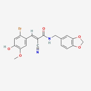 N-(1,3-benzodioxol-5-ylmethyl)-3-(2-bromo-4-hydroxy-5-methoxyphenyl)-2-cyanoacrylamide