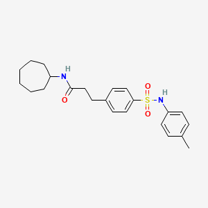 molecular formula C23H30N2O3S B4597311 N-cycloheptyl-3-(4-{[(4-methylphenyl)amino]sulfonyl}phenyl)propanamide 