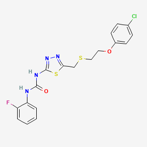 molecular formula C18H16ClFN4O2S2 B4597408 N-[5-({[2-(4-chlorophenoxy)ethyl]thio}methyl)-1,3,4-thiadiazol-2-yl]-N'-(2-fluorophenyl)urea 