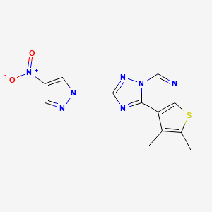 8,9-dimethyl-2-[1-methyl-1-(4-nitro-1H-pyrazol-1-yl)ethyl]thieno[3,2-e][1,2,4]triazolo[1,5-c]pyrimidine