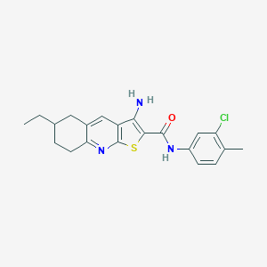 molecular formula C21H22ClN3OS B459755 3-amino-N-(3-chloro-4-methylphenyl)-6-ethyl-5,6,7,8-tetrahydrothieno[2,3-b]quinoline-2-carboxamide CAS No. 625370-14-1