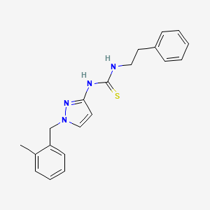 molecular formula C20H22N4S B4597556 N-[1-(2-methylbenzyl)-1H-pyrazol-3-yl]-N'-(2-phenylethyl)thiourea 