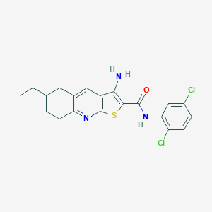 molecular formula C20H19Cl2N3OS B459757 3-氨基-N-(2,5-二氯苯基)-6-乙基-5,6,7,8-四氢噻吩并[2,3-b]喹啉-2-甲酰胺 CAS No. 445268-85-9
