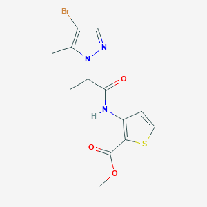 molecular formula C13H14BrN3O3S B4597580 methyl 3-{[2-(4-bromo-5-methyl-1H-pyrazol-1-yl)propanoyl]amino}-2-thiophenecarboxylate 