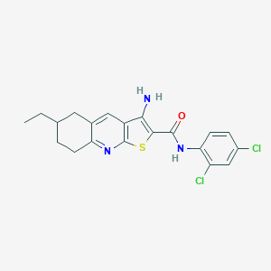 molecular formula C20H19Cl2N3OS B459759 3-氨基-N-(2,4-二氯苯基)-6-乙基-5,6,7,8-四氢噻吩并[2,3-b]喹啉-2-甲酰胺 CAS No. 627057-31-2