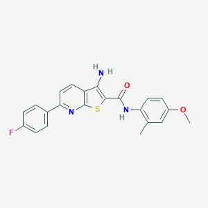 molecular formula C22H18FN3O2S B459760 3-amino-6-(4-fluorophenyl)-N-(4-methoxy-2-methylphenyl)thieno[2,3-b]pyridine-2-carboxamide 