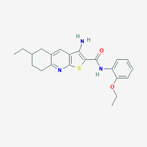 molecular formula C22H25N3O2S B459761 3-amino-N-(2-ethoxyphenyl)-6-ethyl-5,6,7,8-tetrahydrothieno[2,3-b]quinoline-2-carboxamide CAS No. 445268-86-0