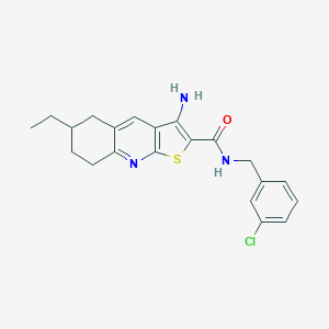 molecular formula C21H22ClN3OS B459762 3-氨基-N-(3-氯苄基)-6-乙基-5,6,7,8-四氢噻吩并[2,3-b]喹啉-2-甲酰胺 CAS No. 445268-87-1