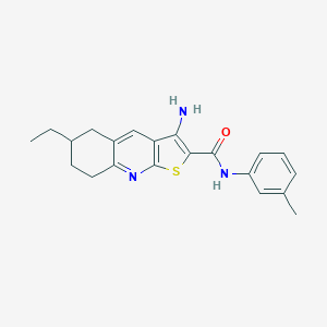 molecular formula C21H23N3OS B459763 3-amino-6-ethyl-N-(3-methylphenyl)-5,6,7,8-tetrahydrothieno[2,3-b]quinoline-2-carboxamide CAS No. 445268-89-3