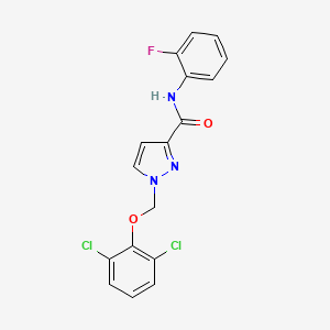 molecular formula C17H12Cl2FN3O2 B4597631 1-[(2,6-dichlorophenoxy)methyl]-N-(2-fluorophenyl)-1H-pyrazole-3-carboxamide 