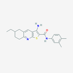 molecular formula C22H25N3OS B459767 3-amino-N-(3,4-dimethylphenyl)-6-ethyl-5,6,7,8-tetrahydrothieno[2,3-b]quinoline-2-carboxamide CAS No. 625370-16-3