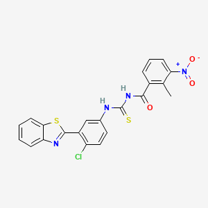 molecular formula C22H15ClN4O3S2 B4597674 N-({[3-(1,3-benzothiazol-2-yl)-4-chlorophenyl]amino}carbonothioyl)-2-methyl-3-nitrobenzamide 