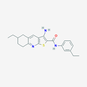 molecular formula C22H25N3OS B459769 3-amino-6-ethyl-N-(3-ethylphenyl)-5,6,7,8-tetrahydrothieno[2,3-b]quinoline-2-carboxamide CAS No. 625370-17-4