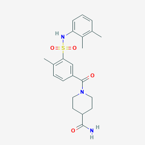 molecular formula C22H27N3O4S B4597705 1-(3-{[(2,3-dimethylphenyl)amino]sulfonyl}-4-methylbenzoyl)-4-piperidinecarboxamide 