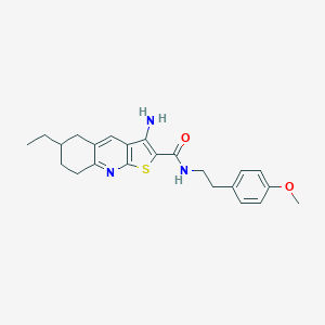 molecular formula C23H27N3O2S B459774 3-amino-6-ethyl-N-[2-(4-methoxyphenyl)ethyl]-5,6,7,8-tetrahydrothieno[2,3-b]quinoline-2-carboxamide CAS No. 625370-18-5
