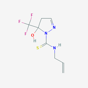 molecular formula C8H10F3N3OS B4597745 N-烯丙基-5-羟基-5-(三氟甲基)-4,5-二氢-1H-吡唑-1-硫代甲酰胺 