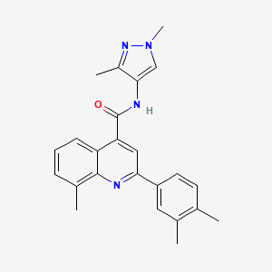 molecular formula C24H24N4O B4597747 N-(1,3-DIMETHYL-1H-PYRAZOL-4-YL)-2-(3,4-DIMETHYLPHENYL)-8-METHYLQUINOLINE-4-CARBOXAMIDE 