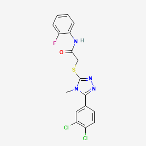 molecular formula C17H13Cl2FN4OS B4597763 2-{[5-(3,4-dichlorophenyl)-4-methyl-4H-1,2,4-triazol-3-yl]sulfanyl}-N-(2-fluorophenyl)acetamide 