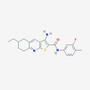 molecular formula C21H22FN3OS B459778 3-amino-6-ethyl-N-(3-fluoro-4-methylphenyl)-5,6,7,8-tetrahydrothieno[2,3-b]quinoline-2-carboxamide CAS No. 625370-20-9
