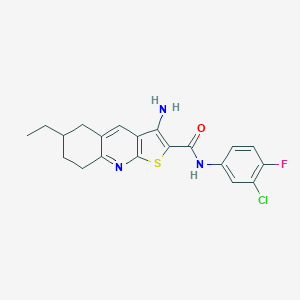 molecular formula C20H19ClFN3OS B459782 3-amino-N-(3-chloro-4-fluorophenyl)-6-ethyl-5,6,7,8-tetrahydrothieno[2,3-b]quinoline-2-carboxamide CAS No. 445269-00-1