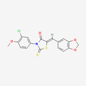 (5Z)-5-(1,3-benzodioxol-5-ylmethylidene)-3-(3-chloro-4-methoxyphenyl)-2-sulfanylidene-1,3-thiazolidin-4-one