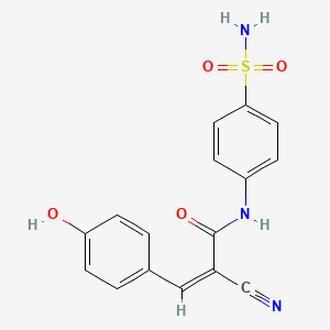 molecular formula C16H13N3O4S B4597906 N-[4-(aminosulfonyl)phenyl]-2-cyano-3-(4-hydroxyphenyl)acrylamide 