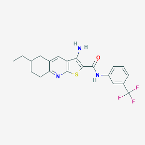 molecular formula C21H20F3N3OS B459793 3-amino-6-ethyl-N-[3-(trifluoromethyl)phenyl]-5,6,7,8-tetrahydrothieno[2,3-b]quinoline-2-carboxamide CAS No. 445269-06-7