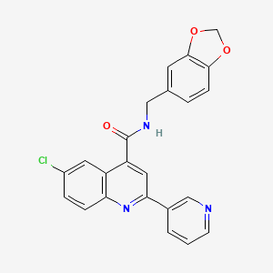 N-(1,3-benzodioxol-5-ylmethyl)-6-chloro-2-(3-pyridinyl)-4-quinolinecarboxamide