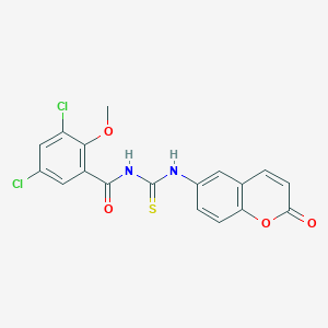 3,5-dichloro-2-methoxy-N-[(2-oxo-2H-chromen-6-yl)carbamothioyl]benzamide