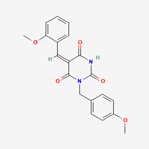 molecular formula C20H18N2O5 B4597955 1-(4-甲氧基苄基)-5-(2-甲氧基亚苄基)-2,4,6(1H,3H,5H)-嘧啶三酮 