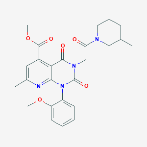 molecular formula C25H28N4O6 B4597965 Methyl 1-(2-methoxyphenyl)-7-methyl-3-[2-(3-methylpiperidin-1-yl)-2-oxoethyl]-2,4-dioxo-1,2,3,4-tetrahydropyrido[2,3-d]pyrimidine-5-carboxylate 