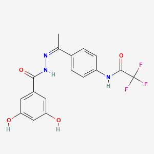 molecular formula C17H14F3N3O4 B4597973 N-{4-[N-(3,5-dihydroxybenzoyl)ethanehydrazonoyl]phenyl}-2,2,2-trifluoroacetamide 