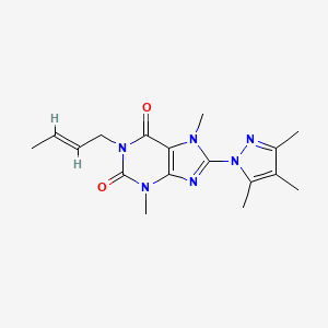 1-(2-buten-1-yl)-3,7-dimethyl-8-(3,4,5-trimethyl-1H-pyrazol-1-yl)-3,7-dihydro-1H-purine-2,6-dione