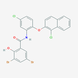 3,5-dibromo-N-{5-chloro-2-[(1-chloronaphthalen-2-yl)oxy]phenyl}-2-hydroxybenzamide