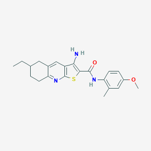 molecular formula C22H25N3O2S B459807 3-amino-6-ethyl-N-(4-methoxy-2-methylphenyl)-5,6,7,8-tetrahydrothieno[2,3-b]quinoline-2-carboxamide CAS No. 445269-15-8