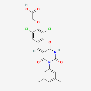 2-[2,6-dichloro-4-[(E)-[1-(3,5-dimethylphenyl)-2,4,6-trioxo-1,3-diazinan-5-ylidene]methyl]phenoxy]acetic acid