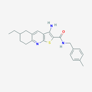molecular formula C22H25N3OS B459808 3-amino-6-ethyl-N-(4-methylbenzyl)-5,6,7,8-tetrahydrothieno[2,3-b]quinoline-2-carboxamide CAS No. 445269-17-0