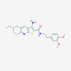molecular formula C24H29N3O3S B459810 3-amino-N-[2-(3,4-dimethoxyphenyl)ethyl]-6-ethyl-5,6,7,8-tetrahydrothieno[2,3-b]quinoline-2-carboxamide CAS No. 625370-67-4