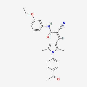 (Z)-3-[1-(4-acetylphenyl)-2,5-dimethylpyrrol-3-yl]-2-cyano-N-(3-ethoxyphenyl)prop-2-enamide