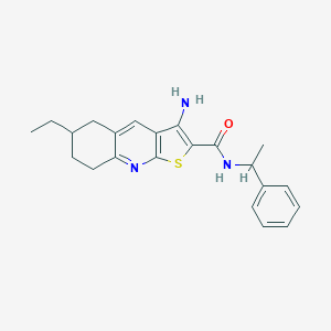 molecular formula C22H25N3OS B459812 3-amino-6-ethyl-N-(1-phenylethyl)-5,6,7,8-tetrahydrothieno[2,3-b]quinoline-2-carboxamide CAS No. 445269-16-9