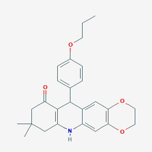 molecular formula C26H29NO4 B4598160 8,8-dimethyl-11-(4-propoxyphenyl)-2,3,7,8,9,11-hexahydro[1,4]dioxino[2,3-b]acridin-10(6H)-one 