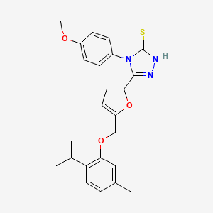 molecular formula C24H25N3O3S B4598195 5-{5-[(2-isopropyl-5-methylphenoxy)methyl]-2-furyl}-4-(4-methoxyphenyl)-4H-1,2,4-triazole-3-thiol 