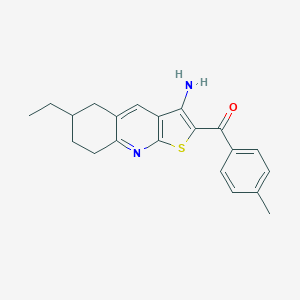 molecular formula C21H22N2OS B459822 (3-Amino-6-ethyl-5,6,7,8-tetrahydrothieno[2,3-b]quinolin-2-yl)(4-methylphenyl)methanone CAS No. 445269-23-8