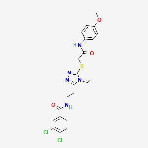 molecular formula C22H23Cl2N5O3S B4598232 3,4-dichloro-N-{2-[4-ethyl-5-({2-[(4-methoxyphenyl)amino]-2-oxoethyl}thio)-4H-1,2,4-triazol-3-yl]ethyl}benzamide 