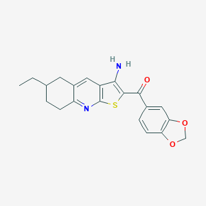 molecular formula C21H20N2O3S B459824 (3-Amino-6-ethyl-5,6,7,8-tetrahydrothieno[2,3-b]quinolin-2-yl)(1,3-benzodioxol-5-yl)methanone CAS No. 625370-69-6