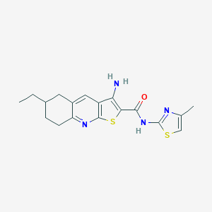 molecular formula C18H20N4OS2 B459825 3-amino-6-ethyl-N-(4-methyl-1,3-thiazol-2-yl)-5,6,7,8-tetrahydrothieno[2,3-b]quinoline-2-carboxamide CAS No. 445269-26-1