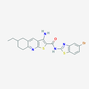 molecular formula C21H19BrN4OS2 B459826 3-amino-N-(5-bromo-1,3-benzothiazol-2-yl)-6-ethyl-5,6,7,8-tetrahydrothieno[2,3-b]quinoline-2-carboxamide 