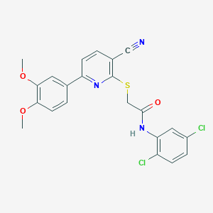 molecular formula C22H17Cl2N3O3S B459827 2-{[3-cyano-6-(3,4-dimethoxyphenyl)pyridin-2-yl]sulfanyl}-N-(2,5-dichlorophenyl)acetamide CAS No. 488733-03-5